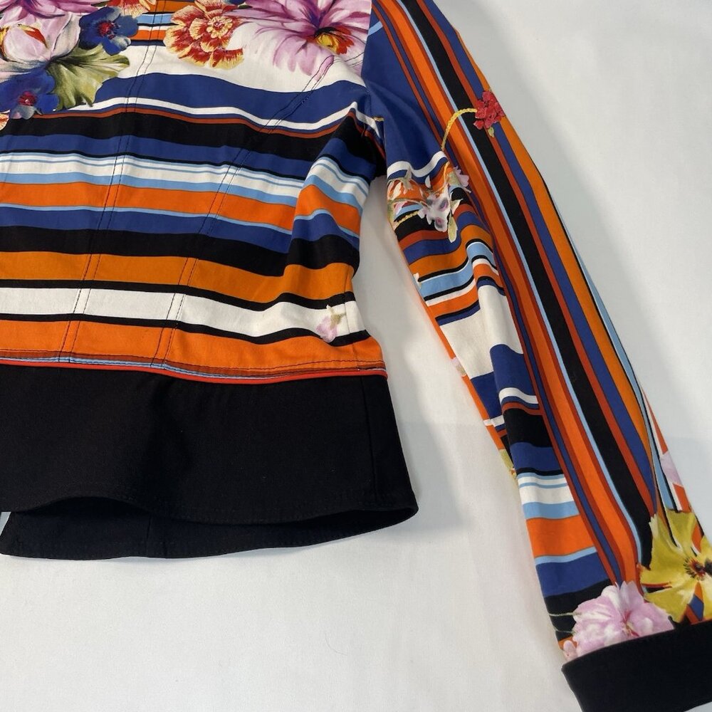 Joseph Ribkoff Floral & Stripe Zip Jacket – Size 10 (CAN/USA) - Picture 9 of 15